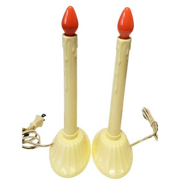 2 VTG NOMA Electric Candle Stick Wax Drips Window Decor Christmas Holiday Lights - Picture 2 of 7